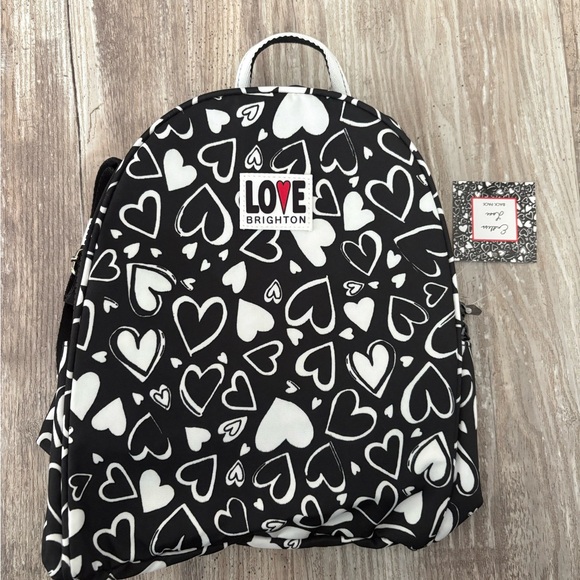 Brighton Black and White Heart Print Backpack - Picture 1 of 4